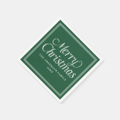 Serviette En Papier Bordure classique Joyeux Noël vert (Coin)