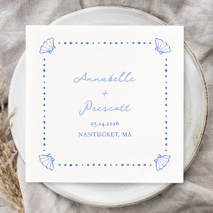 Serviette En Papier Bordure Coastal Chic Shell Mariage personnalisé