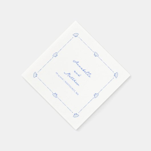 Serviette En Papier Bordure Coastal Chic Shell Mariage personnalisé (Coin)