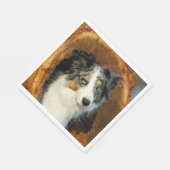 Serviette En Papier Bordure Collie Blue Merle Chien Tête Photo Animaux (Coin)