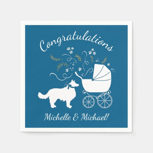 Serviette En Papier Bordure Collie Chien Baby shower Chien Chien Chiot (Devant)
