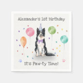 Serviette En Papier Bordure Collie Chien fête d'anniversaire (Devant)