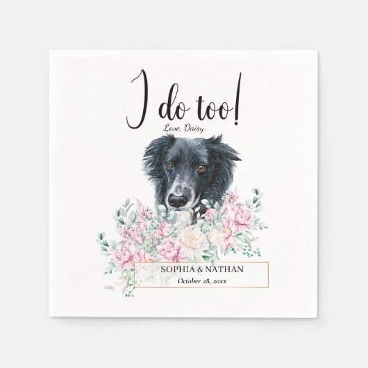 Serviette En Papier Bordure Collie Chien Mariage Cocktail Serviettes (Devant)