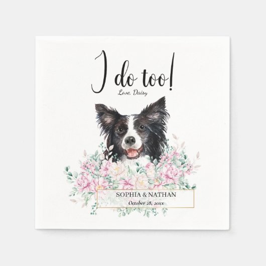 Serviette En Papier Bordure Collie Chien Mariage Cocktail Serviettes (Devant)