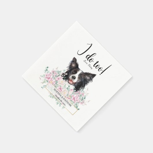 Serviette En Papier Bordure Collie Chien Mariage Cocktail Serviettes (Coin)