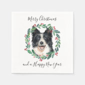 Serviette En Papier Bordure Collie Elegant Chien Joyeux Noël (Devant)