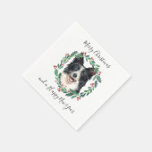 Serviette En Papier Bordure Collie Elegant Chien Joyeux Noël (Coin)