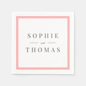 Serviette En Papier Bordure couleur modifiable Mariage classique moder (Devant)