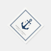 Serviette En Papier Bordure de couleur modifiable Monogramme Ancre Mar (Coin)
