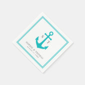 Serviette En Papier Bordure de couleur modifiable Monogramme d'ancrage (Coin)