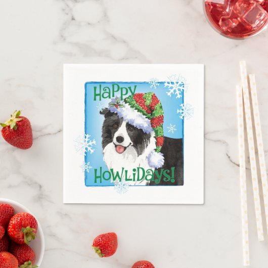 Serviette En Papier Bordure de Noël Collie (En situation)