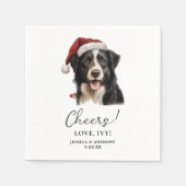 Serviette En Papier Bordure de Noël Collie Chien Accueil personnalisé (Devant)