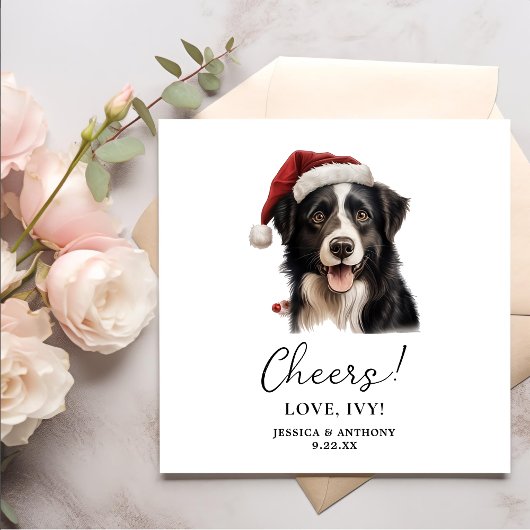 Serviette En Papier Bordure de Noël Collie Chien Accueil personnalisé