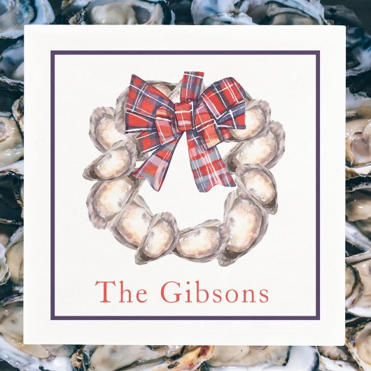 Serviette En Papier Bordure de ruban plaqué de couronne d'huître perso