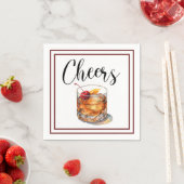 Serviette En Papier Bordure de script Old Fashioned Cheers (En situation)