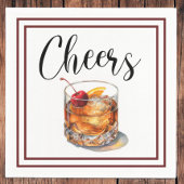 Serviette En Papier Bordure de script Old Fashioned Cheers
