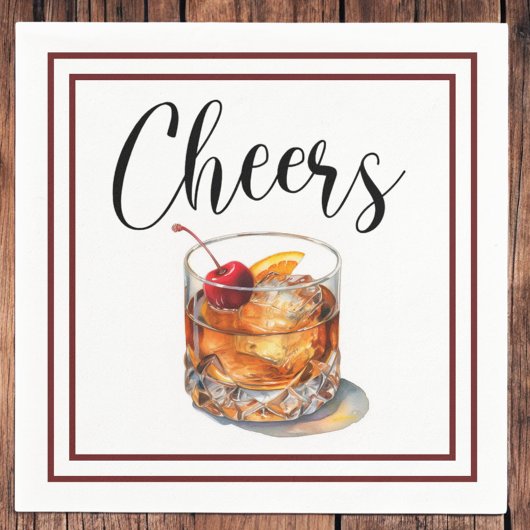 Serviette En Papier Bordure de script Old Fashioned Cheers