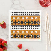 Serviette En Papier Bordure Fleur Diamant Boho Motif Floral (En situation)