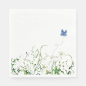 Serviette En Papier Bordure fleur sauvage avec papillon bleu (Devant)