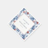 Serviette En Papier Bordure florale bleue élégante (Coin)