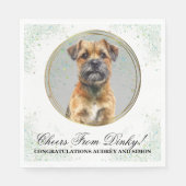 Serviette En Papier Bordure Mariage Terrier Naples avec Chiens Photo (Devant)