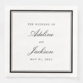 Serviette En Papier Bordure noire et blanche Mariage traditionnel clas (Devant)