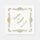 Serviette En Papier Bordure or antique Mariage personnalisé (Devant)