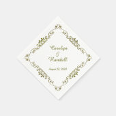 Serviette En Papier Bordure or antique Mariage personnalisé (Coin)