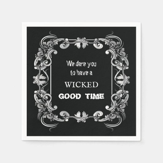 Serviette En Papier Bordure orange Halloween noir (Devant)