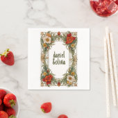 Serviette En Papier Bordure Ornée Victorienne avec Mariage aux Fleurs  (En situation)