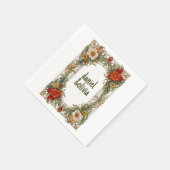 Serviette En Papier Bordure Ornée Victorienne avec Mariage aux Fleurs  (Coin)