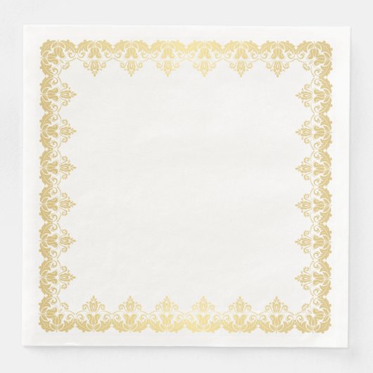 Serviette En Papier Bordure Papier Napkins-Or (Devant)