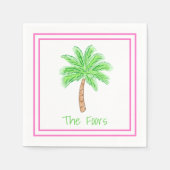 Serviette En Papier Bordure personnalisée Preppy Palm Tree (Devant)