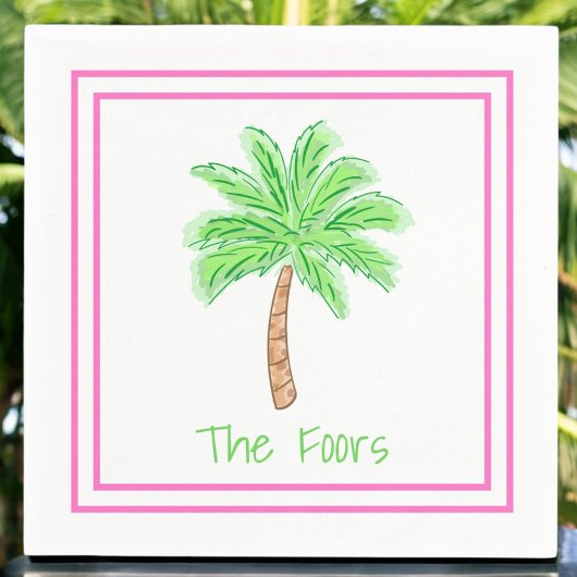 Serviette En Papier Bordure personnalisée Preppy Palm Tree