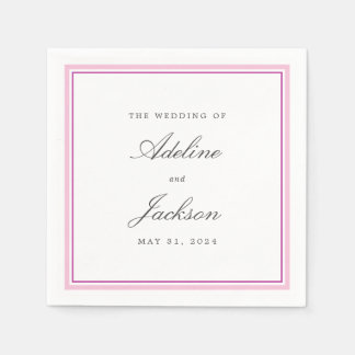 Serviette En Papier Bordure rose classique Mariage traditionnel servie