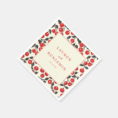 Serviette En Papier Bordure Rouge Cerise Joyeuse (Coin)