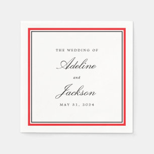 Serviette En Papier Bordure rouge et noire Classique Mariage tradition