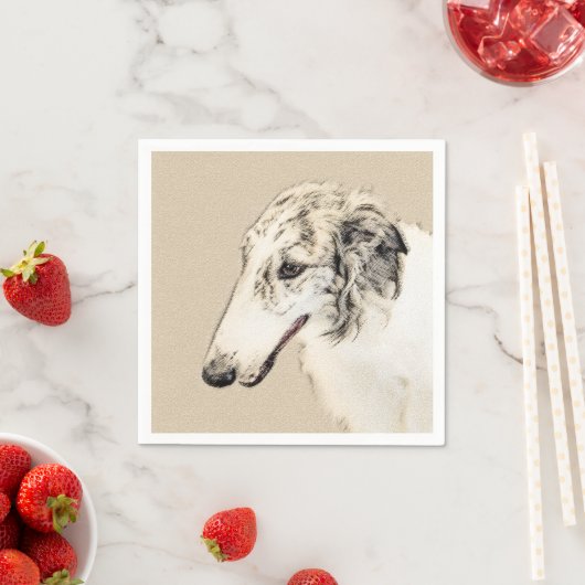 Serviette En Papier Borzoi (Argent Brindle) Peinture Chien Art origina (En situation)