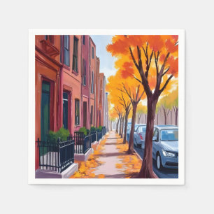 Serviette En Papier Boston Automne Feuillage d'automne Aquarelle