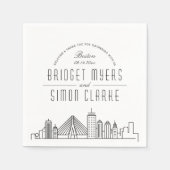 Serviette En Papier Boston, Mass Deco Skyline | Mariage, événement Nap (Devant)