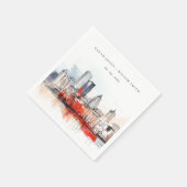 Serviette En Papier Boston Massachusetts City Scape Mariage d'aquarell (Coin)