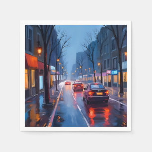 Serviette En Papier Boston Rain Rue du centre-ville Massachusetts