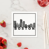 Serviette En Papier Boston Skyline Silhouette  (En situation)