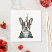 Serviette En Papier Boston Terrier Anniversaire Chapeau Classique T-sh (En situation)