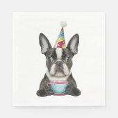 Serviette En Papier Boston Terrier Anniversaire Chapeau Classique T-sh (Devant)