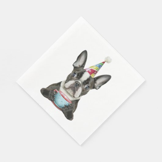 Serviette En Papier Boston Terrier Anniversaire Chapeau Classique T-sh (Coin)