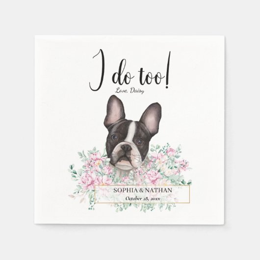 Serviette En Papier Boston Terrier Chien Mariage Cocktail Napkins (Devant)