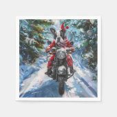 Serviette En Papier Boston Terrier Dog Riding Motorcycle Christmas (Devant)