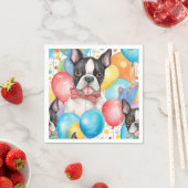 Serviette En Papier Boston Terrier Et Ballons (En situation)