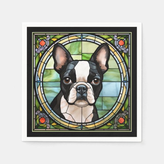 Serviette En Papier Boston Terrier Napkins (Devant)